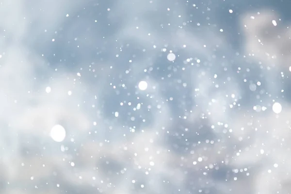 Blauwe Sneeuwval Bokeh Achtergrond Abstracte Sneeuwvlok Wazig Abstracte Achtergrond — Stockfoto
