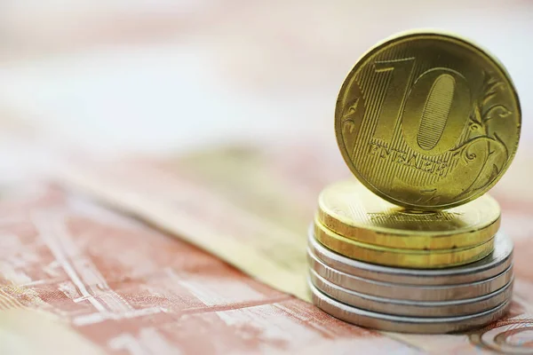 Notas Moedas Russas Rublos Notas Com Inscrição Cinco Mil Rublos — Fotografia de Stock