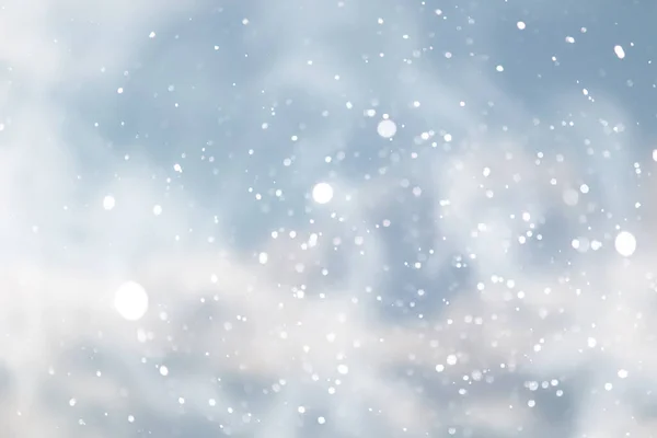 Синий Снегопад Боке Фон Абстрактные Снежинки Размыты Абстрактный Фон — стоковое фото