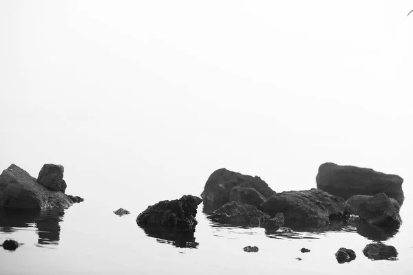 Nebel See Morgens Natur Wasser Und Weißer Nebel — Stockfoto