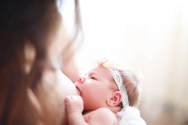 Bebê Recém Nascido Está Nos Braços Sua Mãe Belo Bebê — Fotografia de Stock