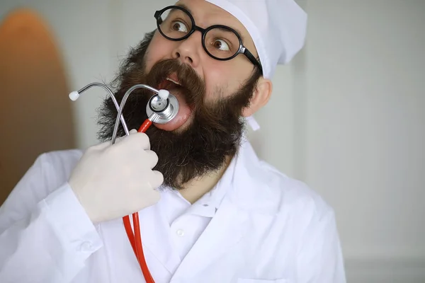 Dokter Gek Gekke Baard Wetenschapper Voert Experimenten Uit Een Wetenschappelijk — Stockfoto