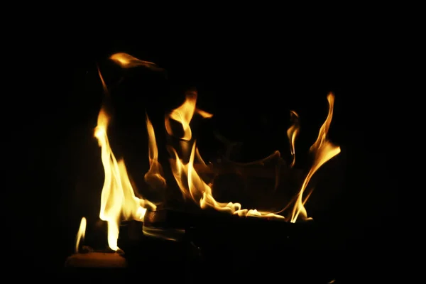 Les Flammes Bois Brûlé Dans Cheminée Une Maison Campagne Charbon — Photo