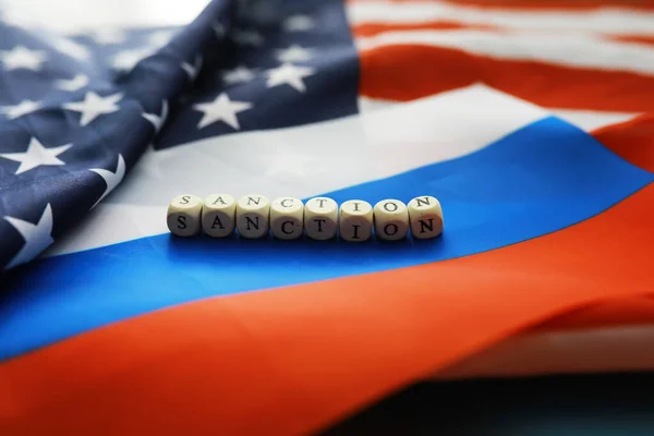 Der Hintergrund Ist Politischer Natur Amerikanische Und Russische Flagge Hintergrund — Stockfoto