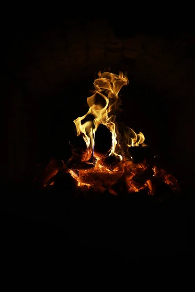 Тло Полум Духовці Язики Вогню Цегляному Каміні Текстура Вогню — стокове фото