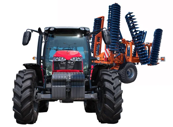 Zemědělské vybavení. traktor a kotoučová brázda — Stock fotografie