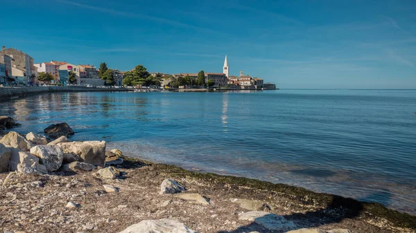 Panorama Línea Agua Ciudad Croata Rovinj Cálido Día Verano Otoño — Foto de Stock