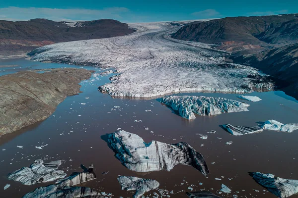 Panoramische Foto Van Ijskoude Gletsjer Bij Hoffell Genomen Een Zonnige — Stockfoto