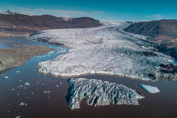 Foto Panorâmica Glaciar Icelandic Hoffell Tirada Dia Ensolarado Geleira Visível — Fotografia de Stock