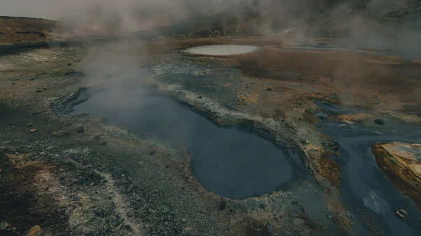 Vide Zone Géothermique Krysuvik Sur Péninsule Reykjanes Islande Tôt Matin — Photo