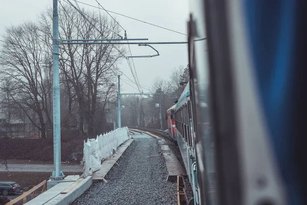 Lavorare Binari Ferroviari Cantiere Sul Secondo Binario Ferroviario Una Città — Foto Stock