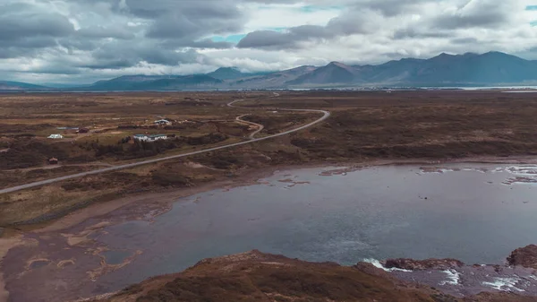 Όμορφη Εναέρια Θέα Πάνω Από Την Ισλανδία Πεδιάδες Γύρω Από — Φωτογραφία Αρχείου