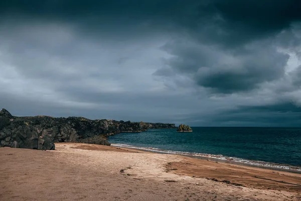 Beautiful Sandy Skarsyk Beach Northern Iceland Beautiful Sunny Day Summer — 스톡 사진