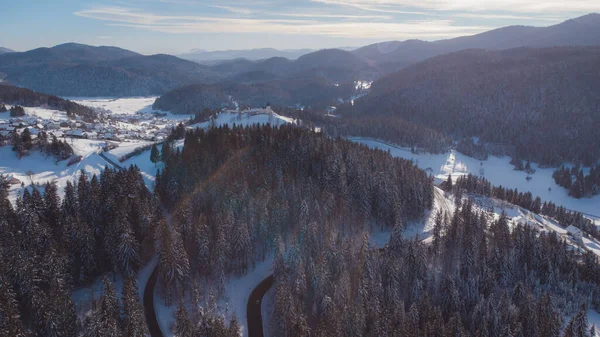 Krásné Letecké Drone Panorama Kostela Údolí Hrib Loski Potok Studeného — Stock fotografie