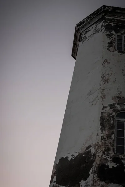 Exterior Del Faro Maria Pia Con Acantilado Junto Ciudad Praia — Foto de Stock