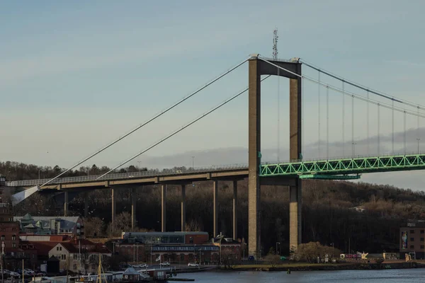 Blick Auf Die Herrliche Alvsborgsbron Brücke Göteborg Vom Vorbeifahrenden Schiff — Stockfoto