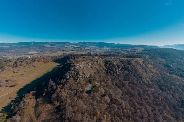 Krásné Drone Panorama Silentabor Malebná Vesnice Vrcholu Kopce Slovinské Krasové — Stock fotografie