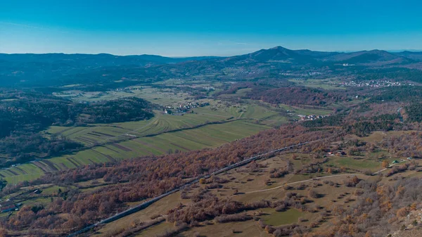 Wunderschönes Drohnenpanorama Von Silentabor Einem Malerischen Dorf Auf Einem Hügel — Stockfoto