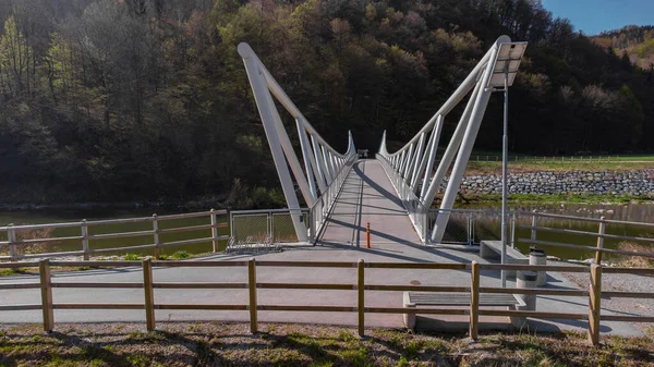 Moderní Most Pro Kola Přes Řeku Savinju Regionu Celje Cyklostezce — Stock fotografie