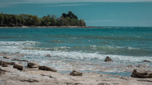 Rough Sea Waves Blue Water Novigrad Area Croatian Istria — 스톡 사진