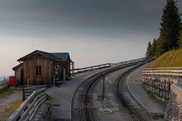 Zwischenstation Der Schmalen Zahnradbahn Auf Dem Schachtberg Oberösterreich Romantischer Blick — Stockfoto