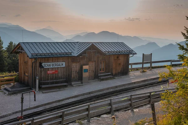 Intermediate Station Narrow Cog Railway Shafberg Mountain Upper Austria Romantic — Zdjęcie stockowe