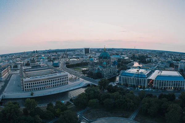Aerial Drone View Alexanderplatz Berlin Cathedral Meeting Place Tourist Point — ストック写真