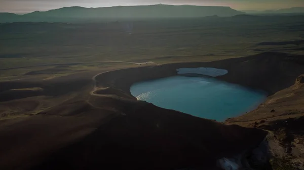 Повітряний Безпілотний Вид Кратер Віті Крафлі Ісландія Який Видно Одного — стокове фото