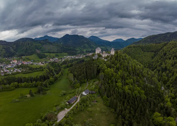 Vista Aérea Del Castillo Gallenstein Cerca Sankt Gallen Austria Día —  Fotos de Stock