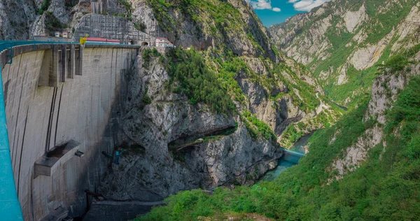Mratinje Hydro Elektrische Stroom Dam Smalle Kloof Van Piva Rivier — Stockfoto