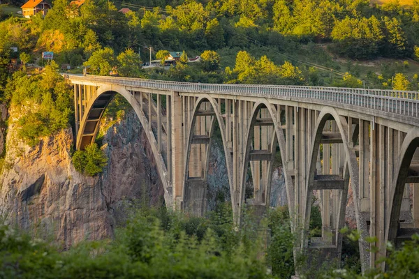 Famous Bridge Tara River Montenegro Crna Gora Evening Sun Called — Stockfoto