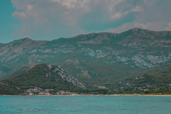 Beautiful Buljavica Beach Panorama Viewed Far Beautiful Tourquise Sea Montenegro — Zdjęcie stockowe