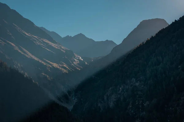 Sun Slowly Rising Hills Mountains Solden Region Tyrol Austria Magnificent — Fotografia de Stock