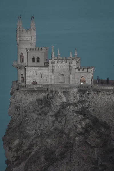 Uitzicht Swallow Nest Castle Lastovicje Gniezdo Avond Aan Zwarte Zee — Stockfoto