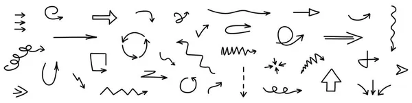 一套涂鸦风格的手绘箭头 指针的集合 可用于网页设计 移动应用或界面 病媒净化 — 图库照片