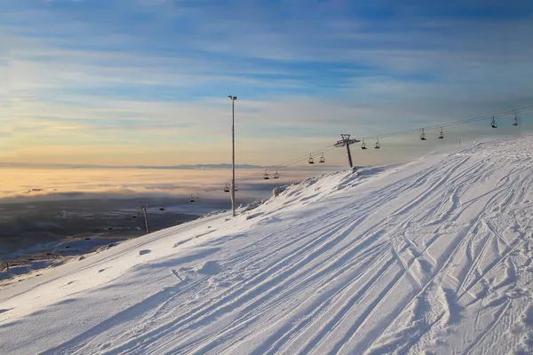Skidorten Lyft God Morgon — Stockfoto