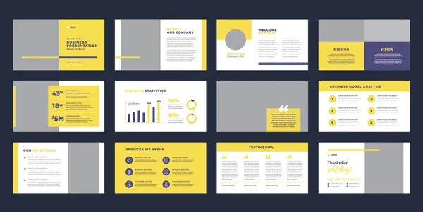 Business Presentation Brochure Guide Design Pitch Deck Slide Template Sales — 图库矢量图片