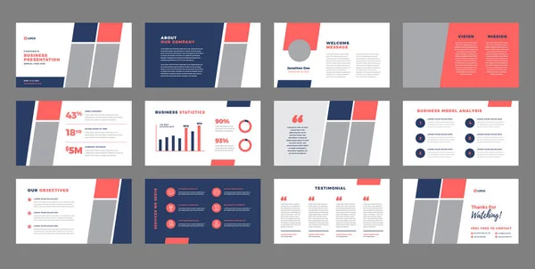 Business Presentation Brochure Guide Design Pitch Deck Slide Template Sales — Stock Vector