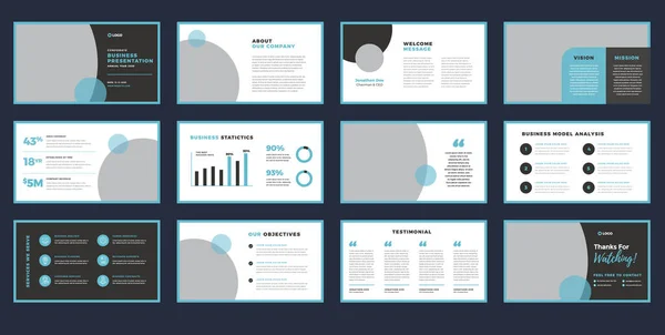 Business Presentation Brochure Guide Design Pitch Deck Slide Template Sales — Stock Vector