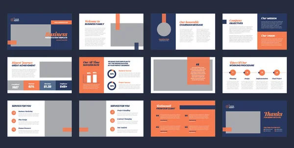 Business Presentation Brochure Guide Design Pitch Deck Slide Template Sales — стоковый вектор