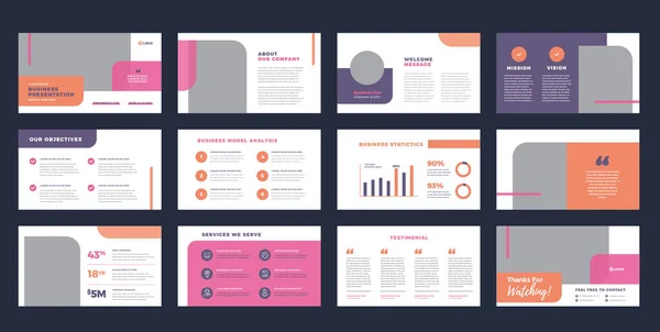 Business Presentation Brochure Guide Design Pitch Deck Slide Template Sales — Archivo Imágenes Vectoriales