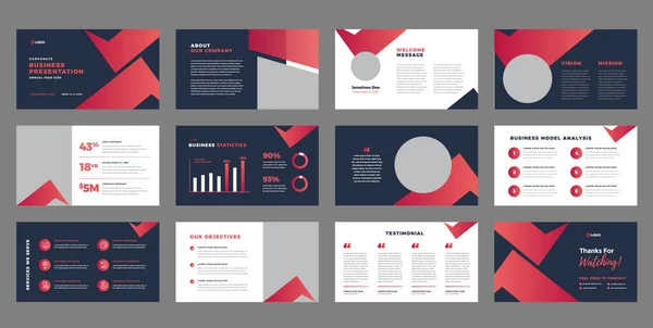 Business Presentation Brochure Guide Design Pitch Deck Slide Template Sales — стоковый вектор