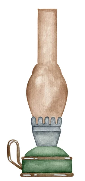 Υδατογραφία Ξεπερασμένη Λάμπα Κηροζίνης Ρουστίκ Αγροικία Εσωτερική Απεικόνιση Στοιχείο — Φωτογραφία Αρχείου