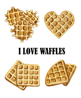 Suluboya el çizimi waffle severler kartpostalı