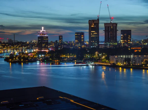 Evening in Amsterdam with skyline and buildings