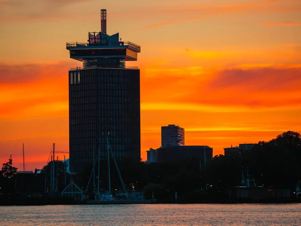 Sunset Amsterdam Skyline Buildings — ストック写真