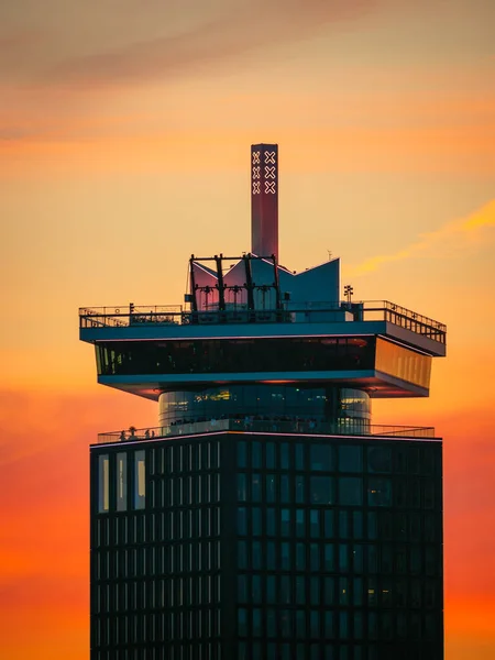 Solnedgång Amsterdam Med Skyline Och Byggnader — Stockfoto