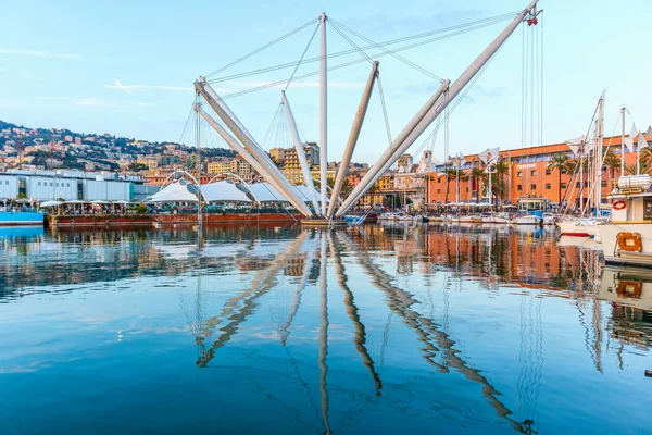 Genoa port with ships and buildings