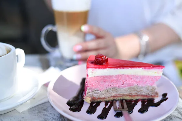 Tasty deserts and ice cream. Girls and boys holding deserts. Delicious decorated deserts on plates