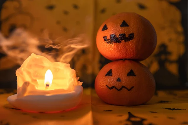 Mandarines Painted Halloween Pimpkin Happy Halloween High Quality Photo — Stock Photo, Image